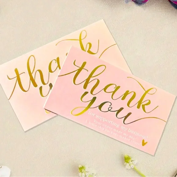 50 Pink Thank You Cards - Picture 1 of 3